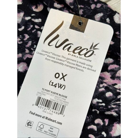 Terra & Sky full figure black floral blouse plus size 0X 14W - Picture 11 of 11